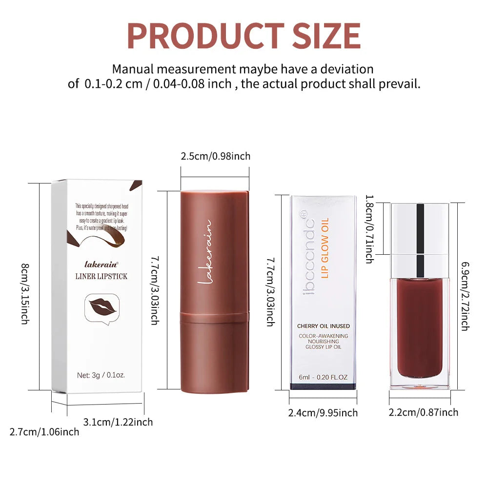 Lip Liner And Lip Gloss Set Hydrating Shine Lip Makeup Combo - 7