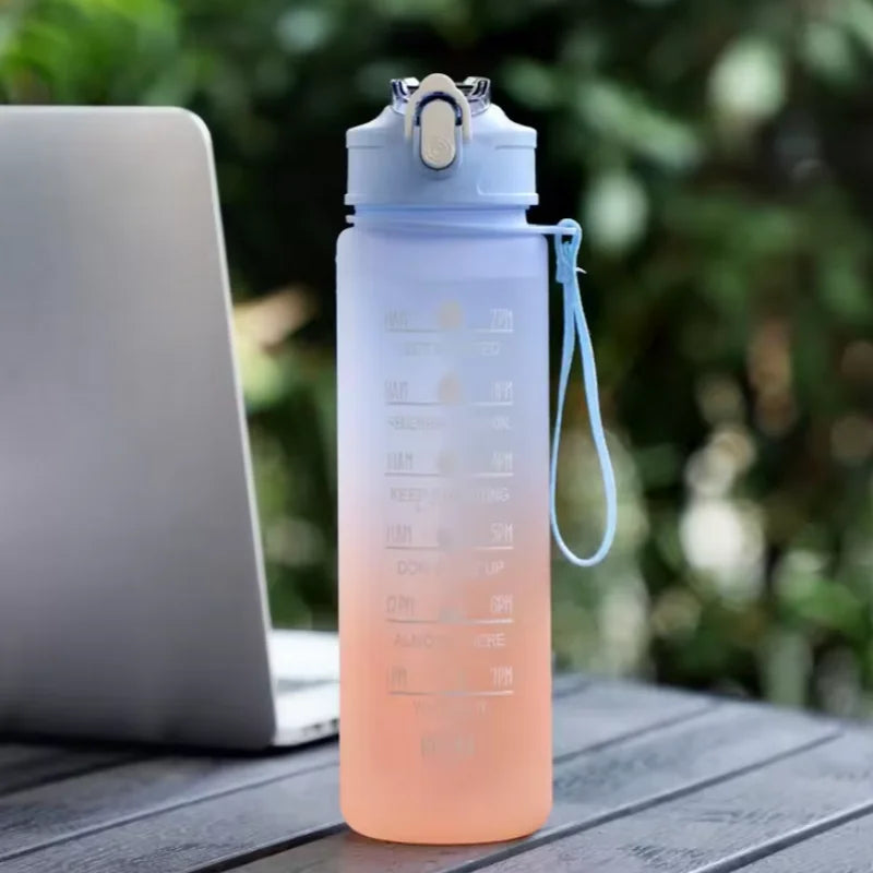 900ml Motivational Water Bottle Leak Proof Sports Jug with Straw - 18