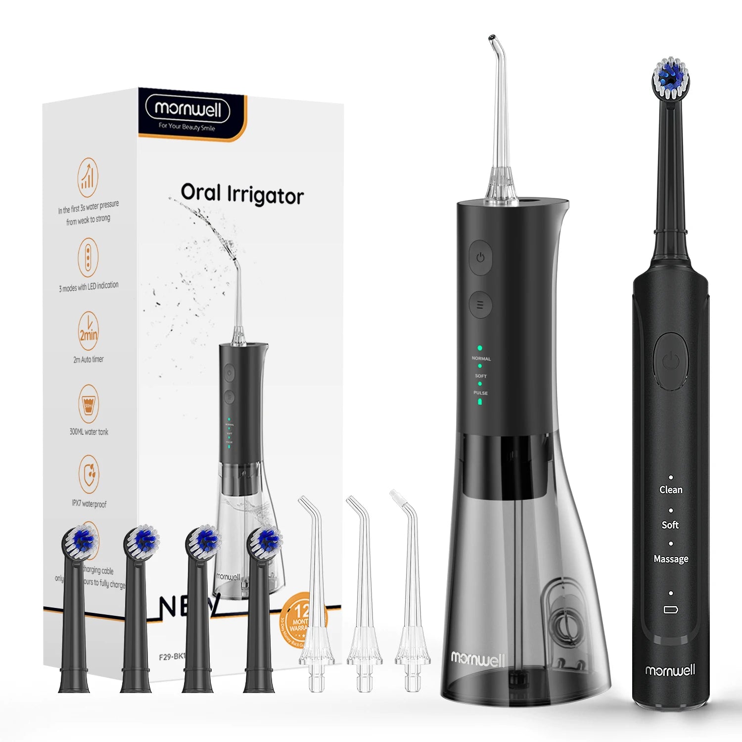 Electric Toothbrush & Water Flosser Oral Irrigator Kit - 18