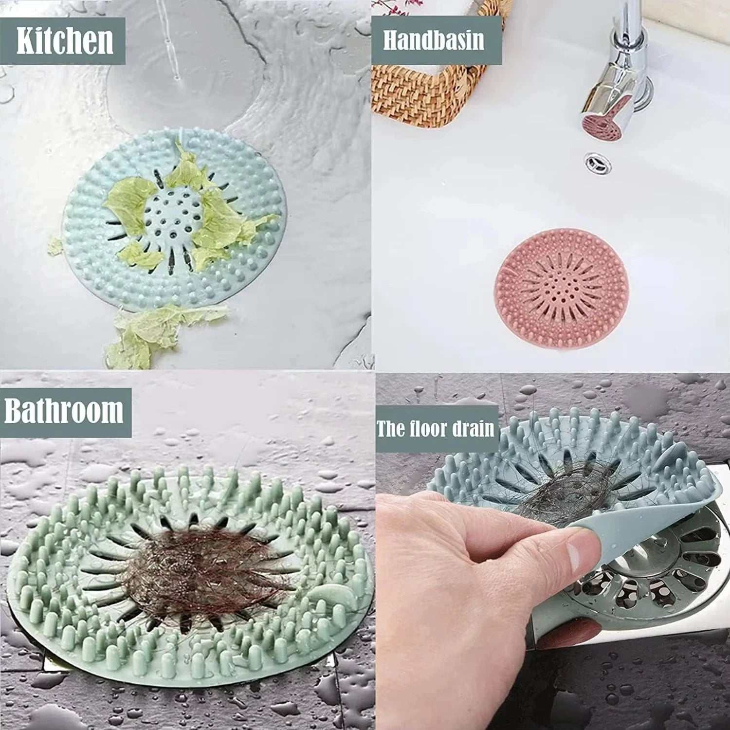 Silicone Sink Strainer Hair Catcher Drain Protector for Shower Bathtub - 8