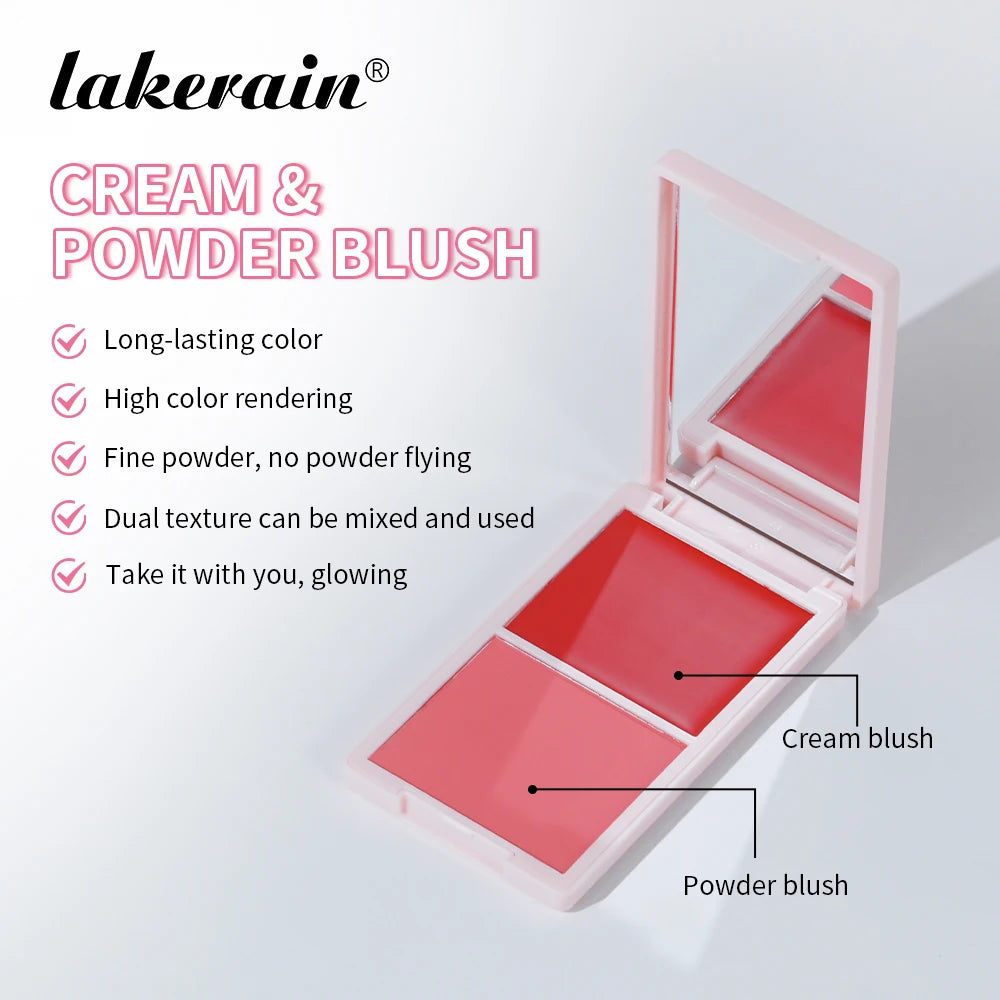 Lakerain 2 in 1 Cream and Powder Blush Makeup Palette