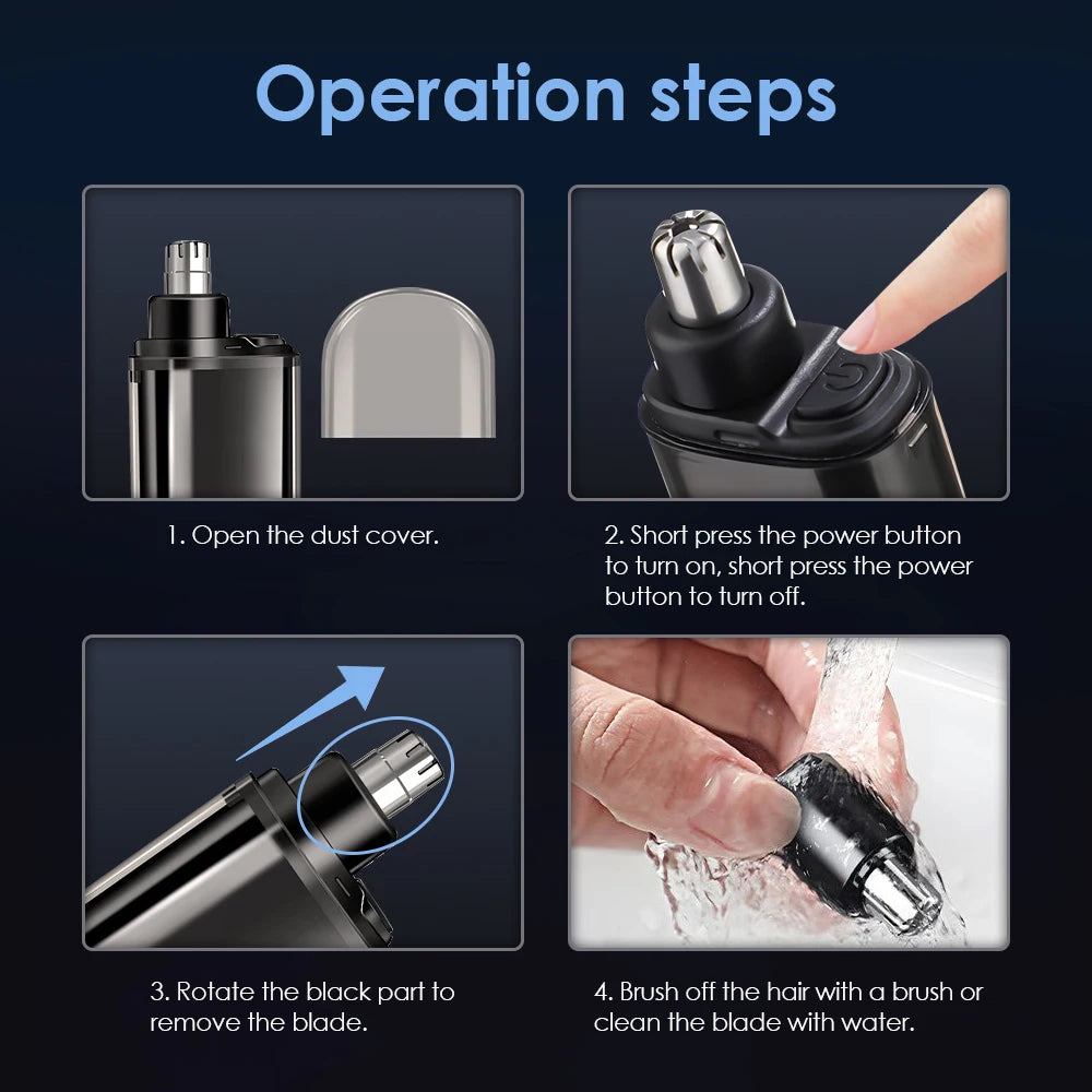 Electric Nose Hair Clipper Precision Trimmer USB Rechargeable - 12