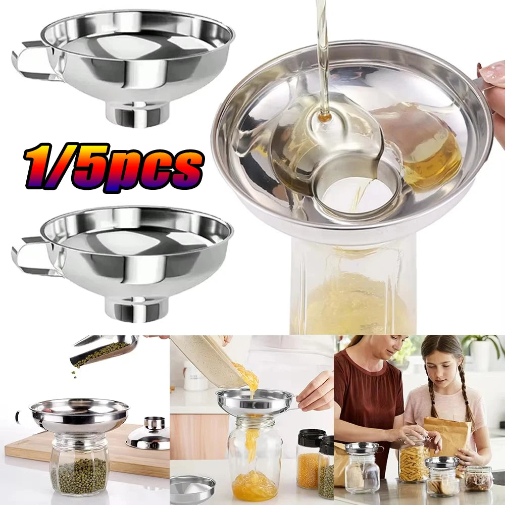 Stainless Steel Wide Mouth Canning Funnel for Kitchen Liquid Jar Filling - 1