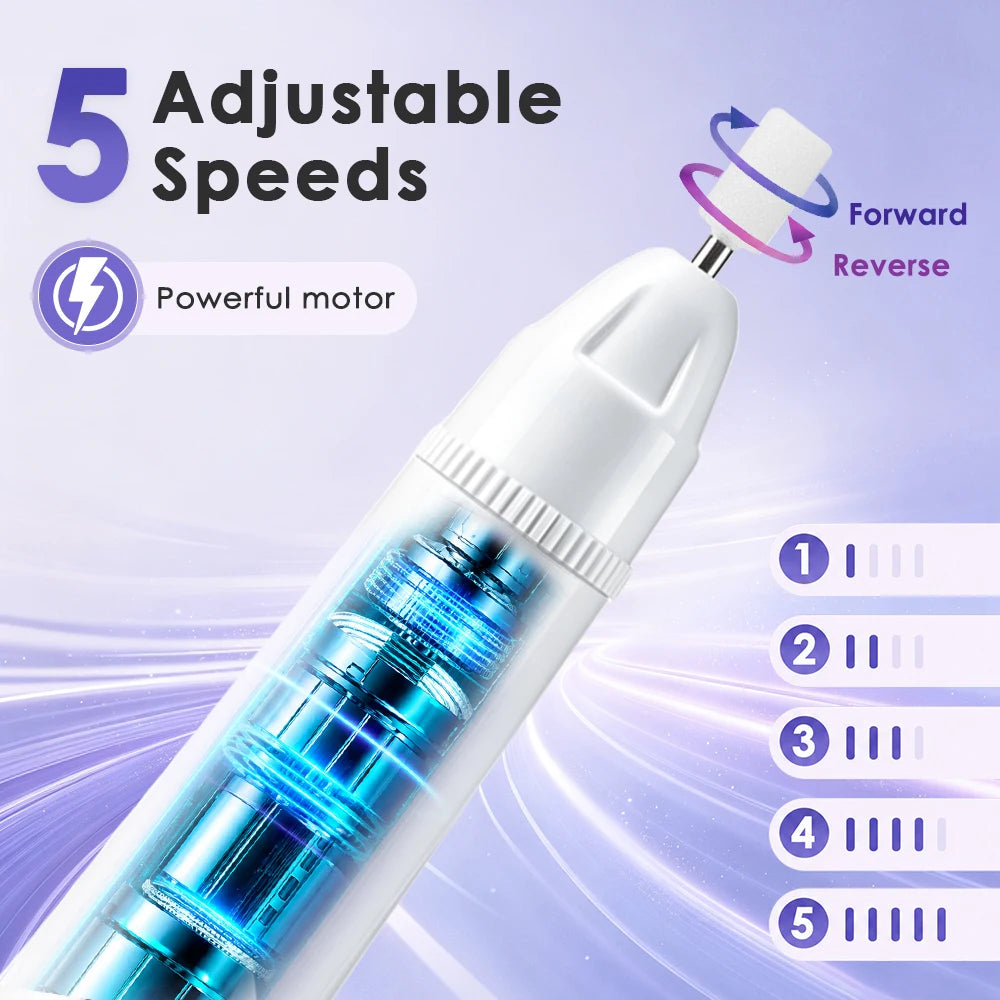 Cordless 2-in-1 Electric Nail Drill and UV Lamp Manicure File Set