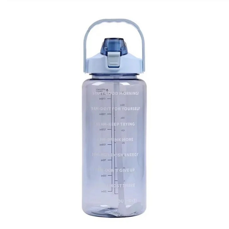 2L Motivational Sports Water Bottle with Straw Time Marker Fitness Jug - 10