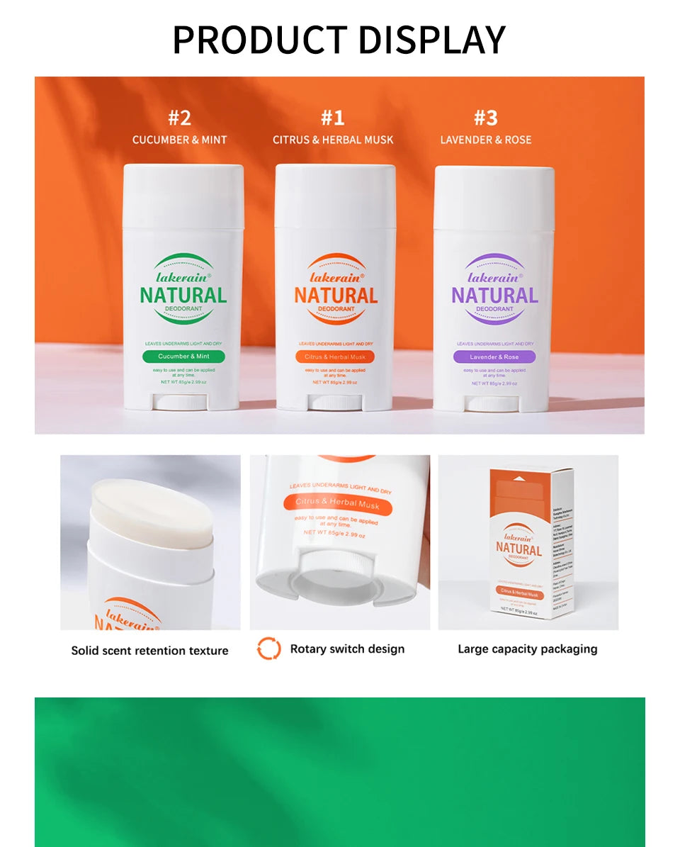 Solid Deodorant Stick Natural Perfume Balm Long Lasting Fragrance