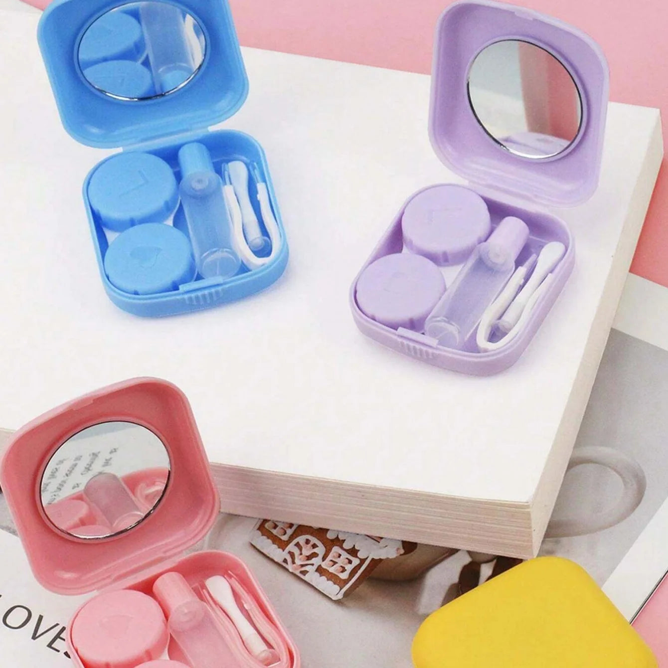 Portable Contact Lens Case Kit with Mirror Travel Storage Box - 2
