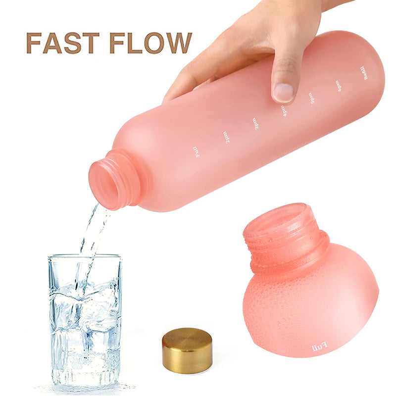1L Motivational Water Bottle with Time Marker Leakproof Fitness Jug