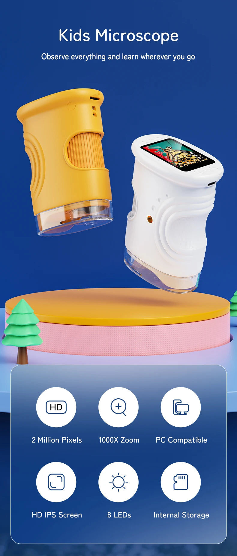 Handheld Digital Microscope for Kids Portable Science Toy