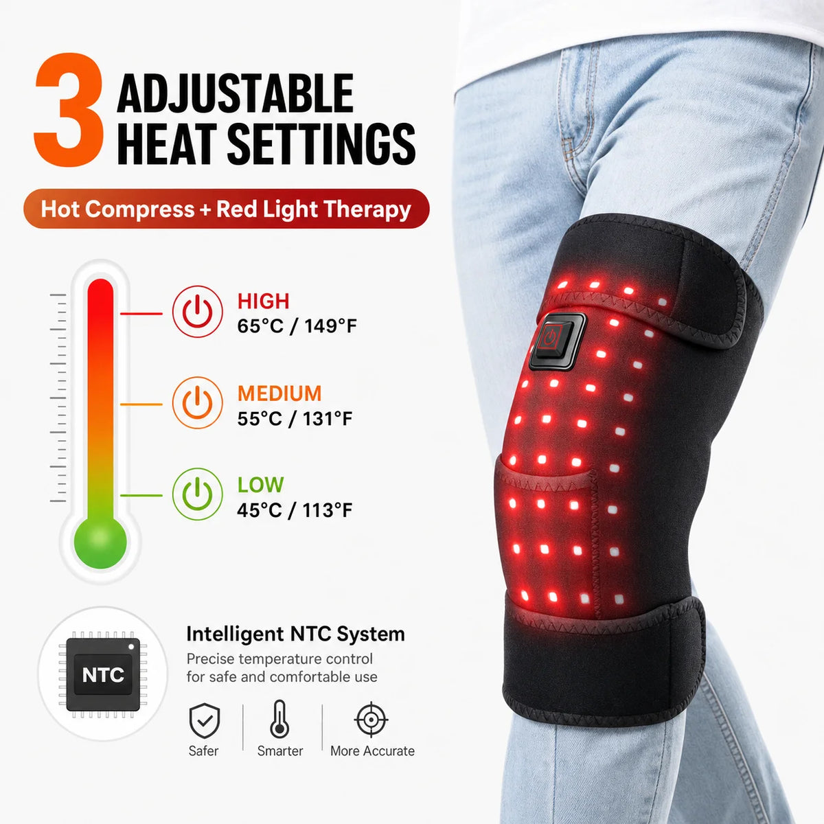 Red Light Knee Wrap Heated Brace USB Electric Pad