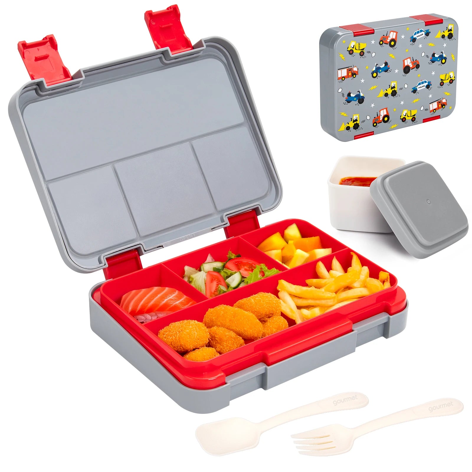 Kids Bento Box Divided Lunch Container Leakproof School Food Box 1180ml - 26