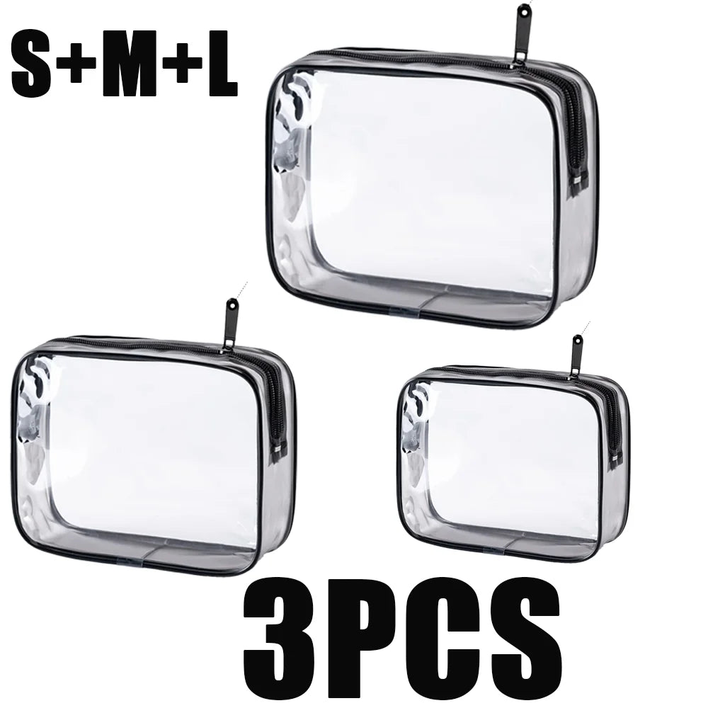 Clear Travel Toiletry Bag Set Waterproof Cosmetic Organizer with Zipper - 14