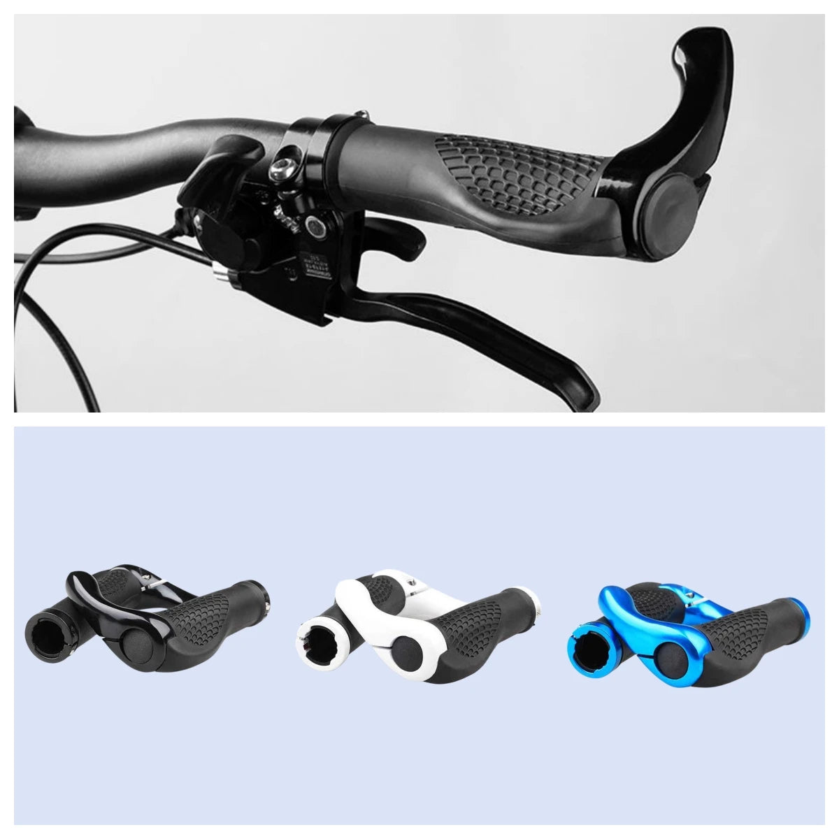 Ergonomic MTB Bicycle Handlebar Grips Anti Slip Rubber Lock On Set - 1