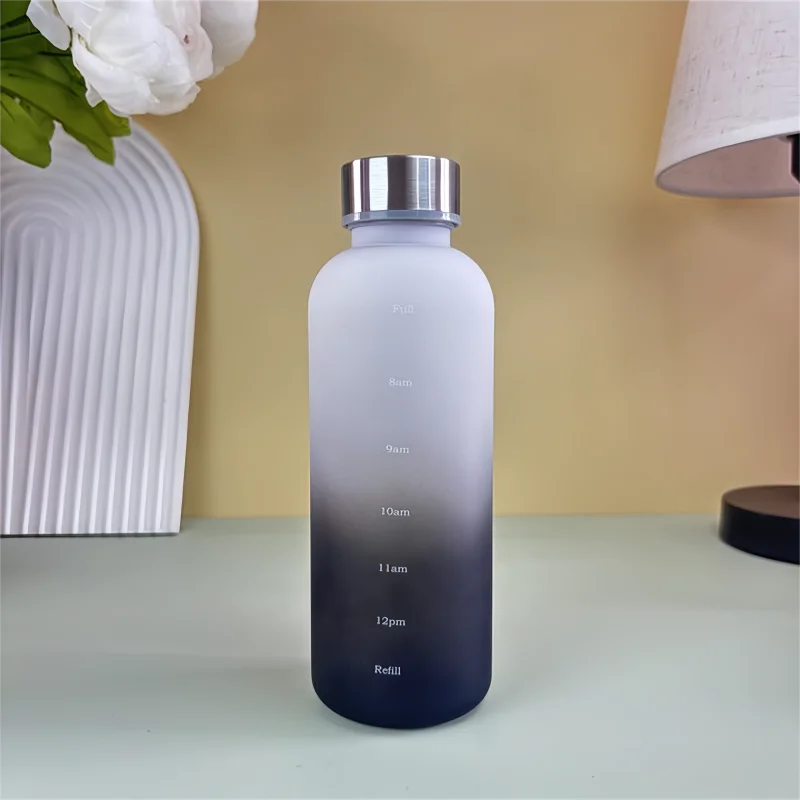 550ml Motivational Water Bottle with Time Marker Leakproof Sports Flask - 9