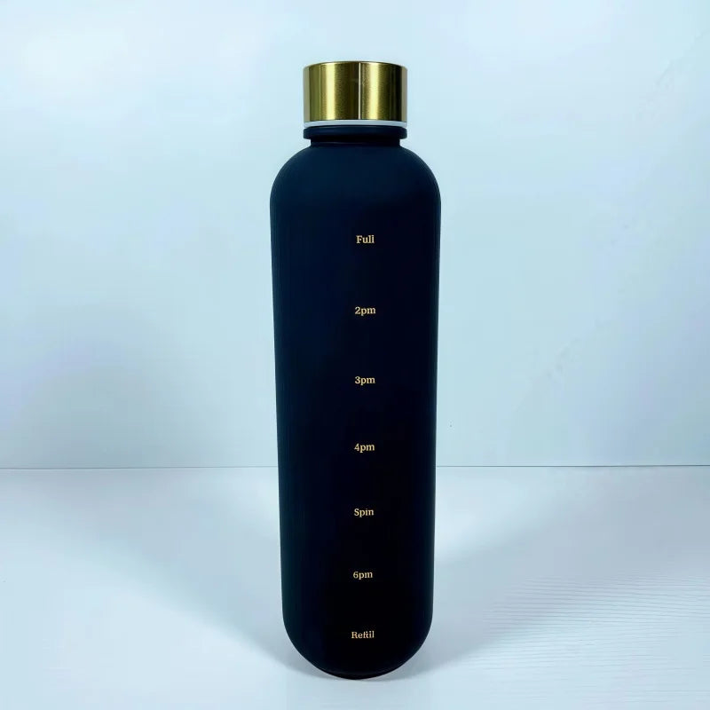 1000ml Motivational Water Bottle with Time Marker Leakproof Sport Jug