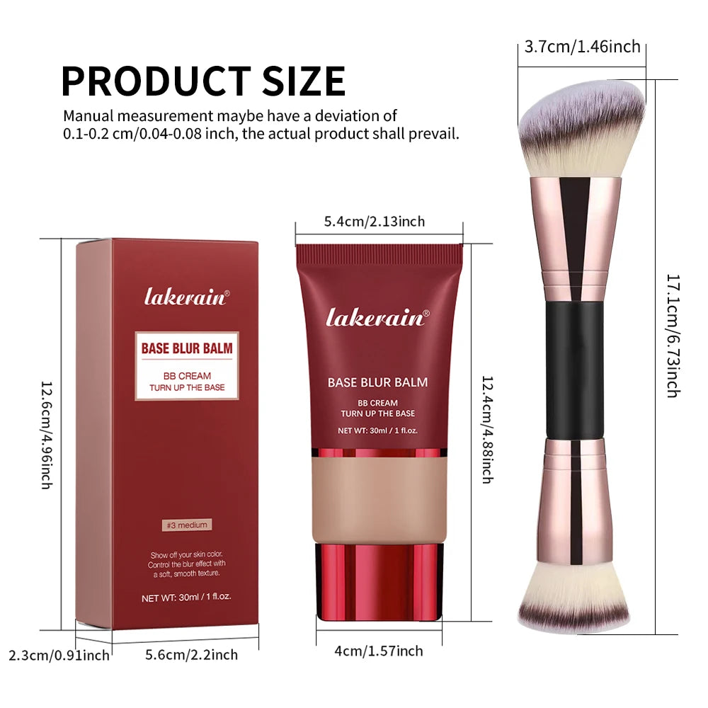 Liquid Foundation and Dual Brush Combo Matte Oil Control Makeup Set - 6