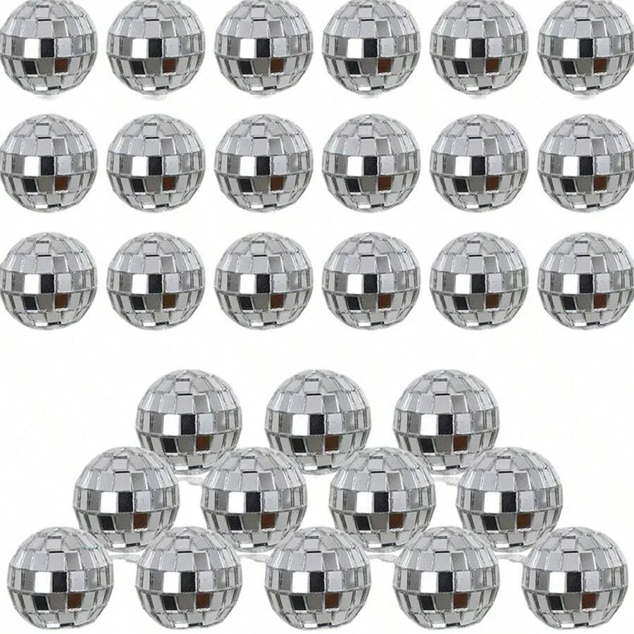 Mini Disco Ball Ornament Set Reflective Silver Party Decor for Cakes - 9