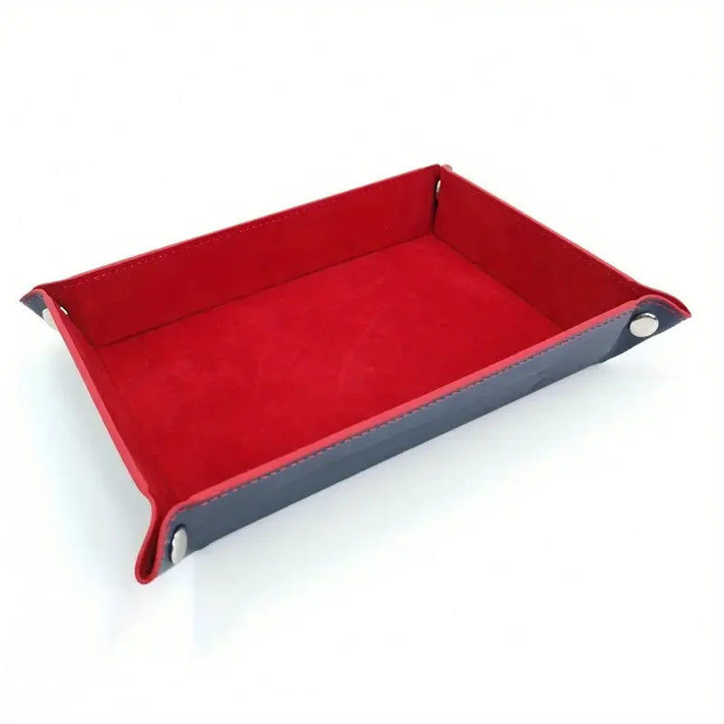 Foldable Leather Dice Tray Collapsible Valet Storage Organizer Box - 11
