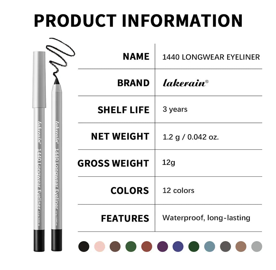 Waterproof Longwear Eyeliner Pen Smudge Proof Pencil - 18