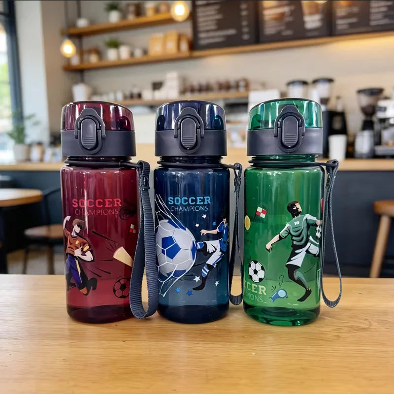 Portable 400ml Kids Water Bottle with Pop-Up Lid and Carrying Strap