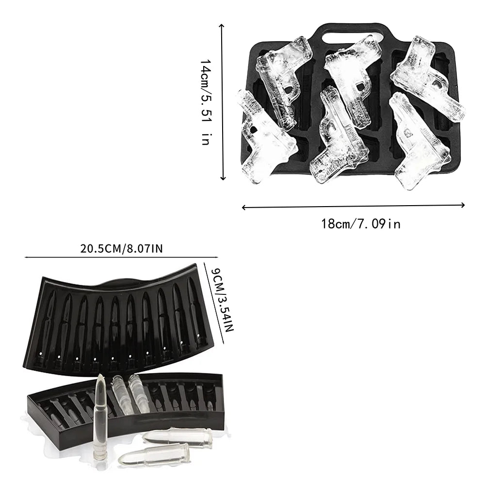 Bullet Ice Cube Tray Silicone Mold for Whiskey Cocktails and Parties - 6