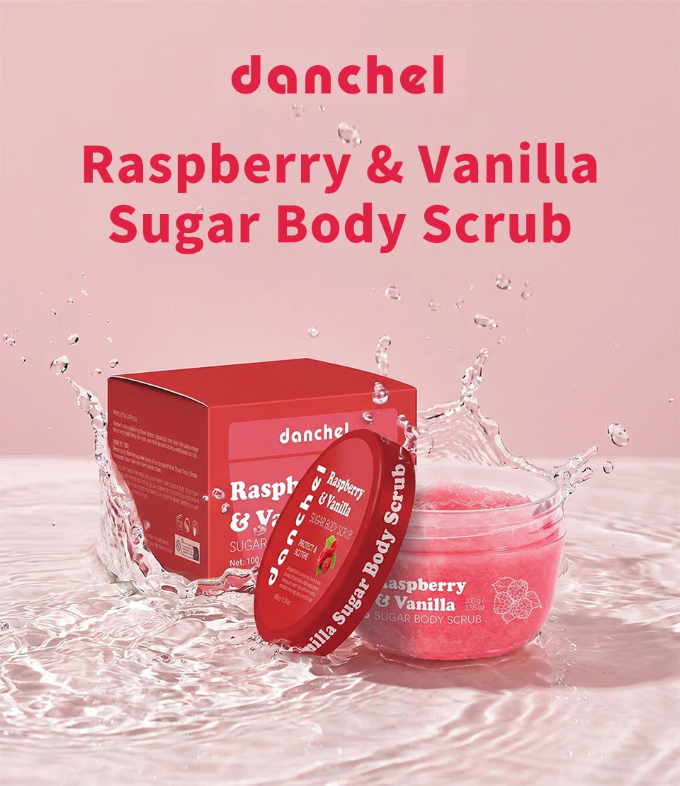 Raspberry Vanilla Sugar Body Scrub Exfoliating Moisturizer Skincare