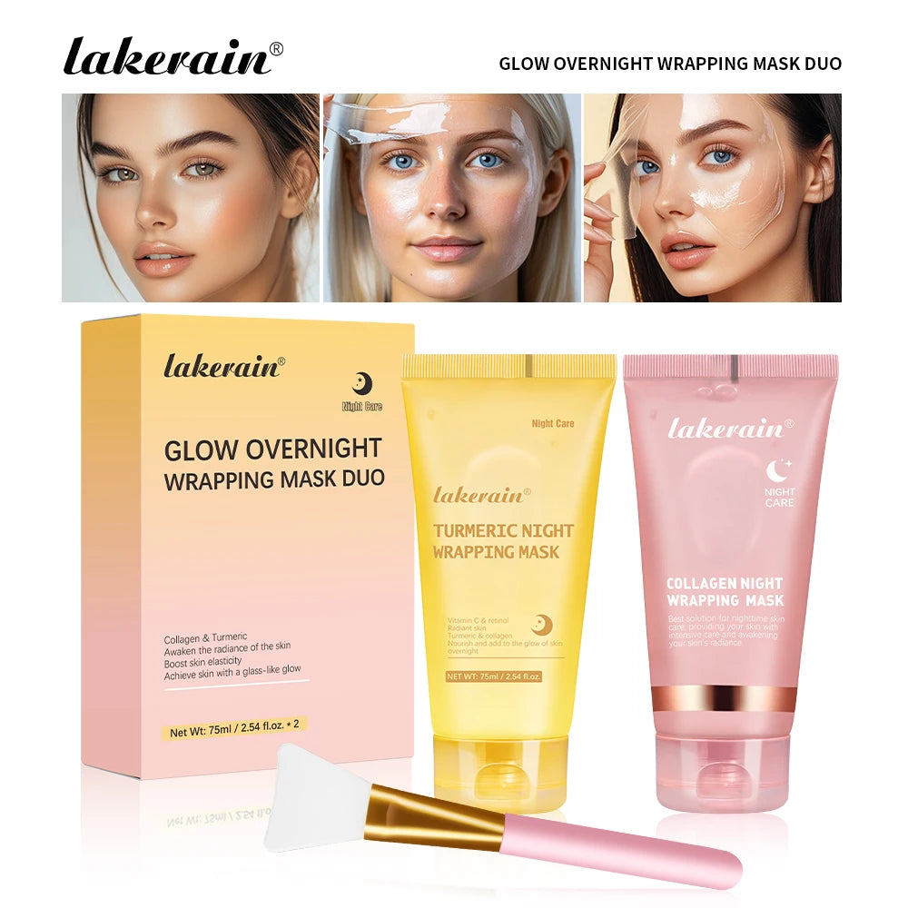 Glow Overnight Wrapping Mask Duo Collagen Turmeric Skincare Combo - 21
