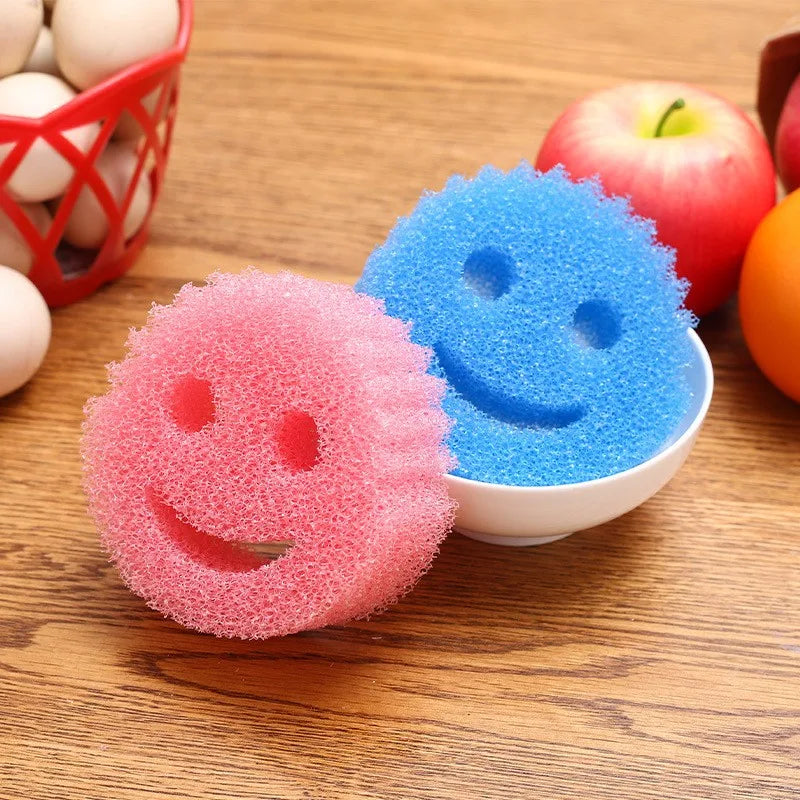 3 Pack Smiley Face Kitchen Cleaning Sponges Dishwashing Scrubbers - 2