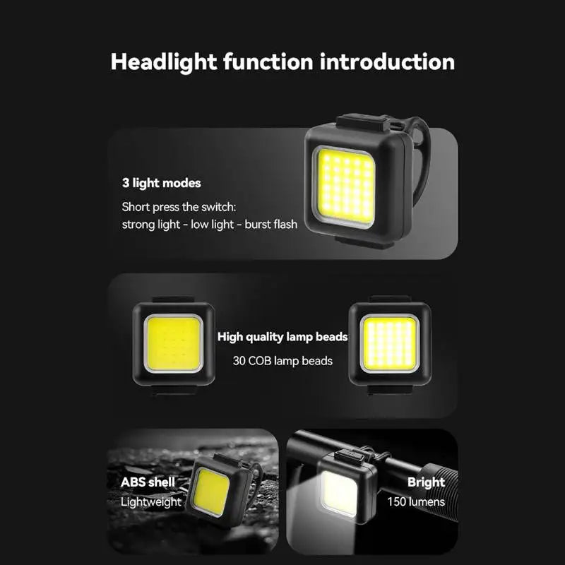 2 Pack LED Bike Light Set Rechargeable Bicycle Tail Light Flashlight - 8