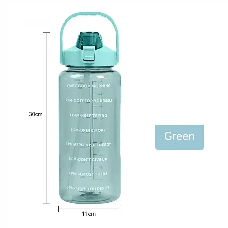 2L Motivational Water Bottle with Straw Large Fitness Sports Jug - 9