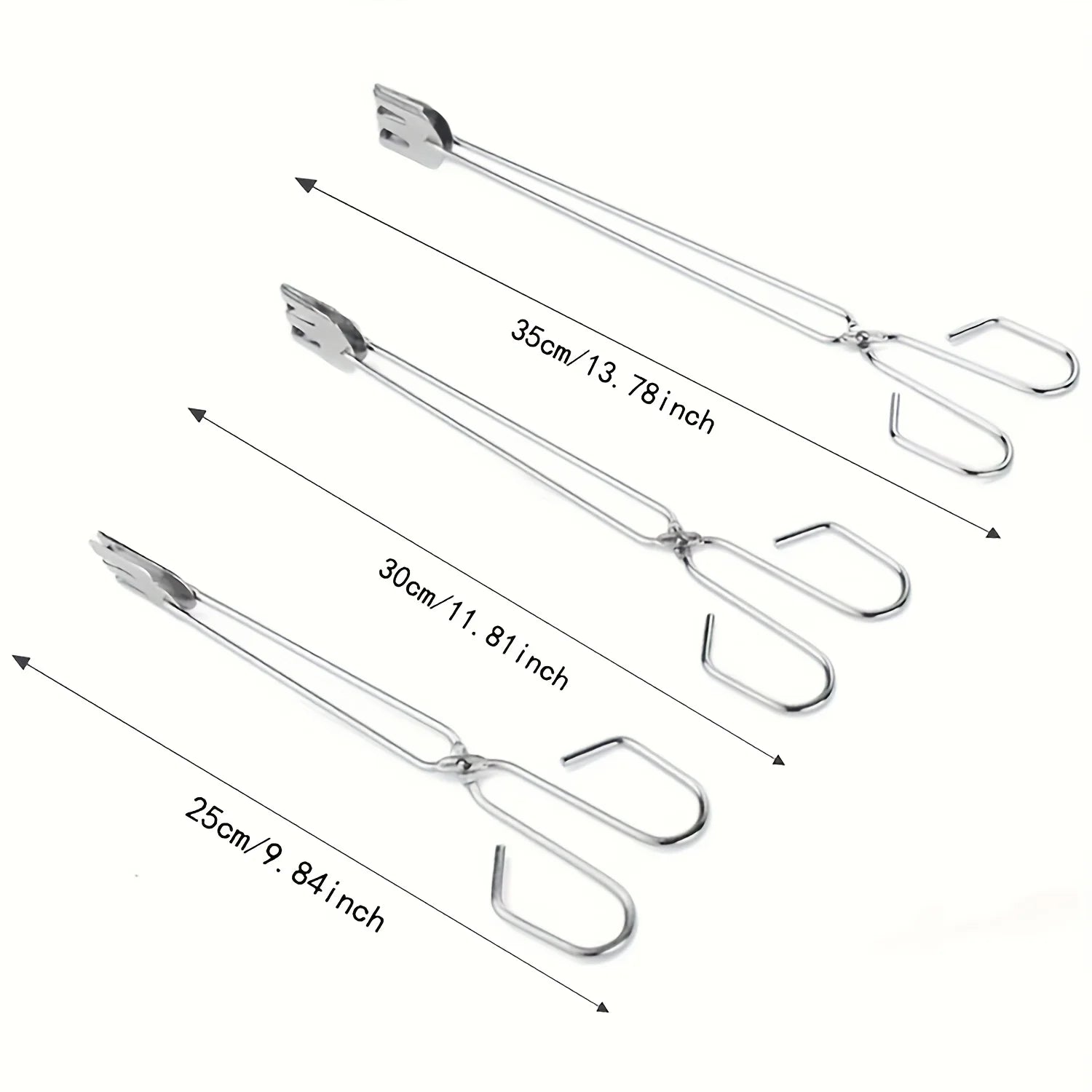 3Pcs Stainless Steel BBQ Scissor Tongs Kitchen Food Grill Clamps - 12
