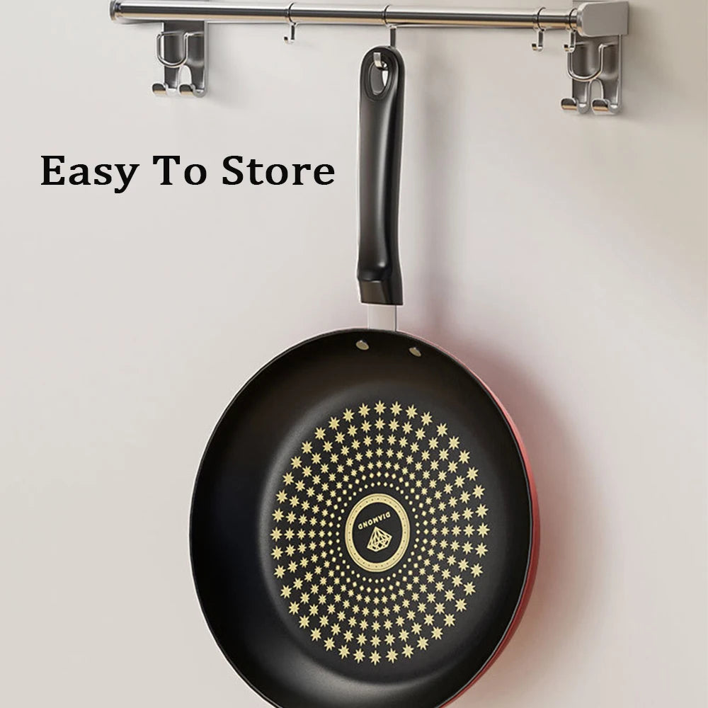 26cm Non-Stick Frying Pan Cast Iron Omelette Skillet with Glass Lid