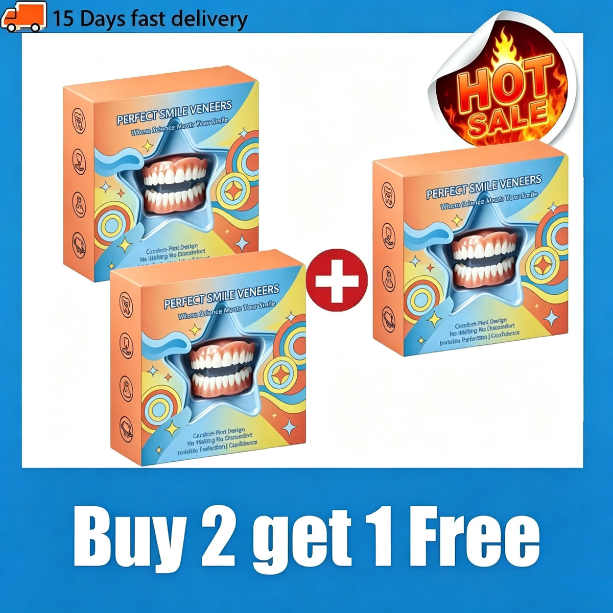 Cosmetic Fake Teeth Kit Upper Lower Natural Smile Veneers