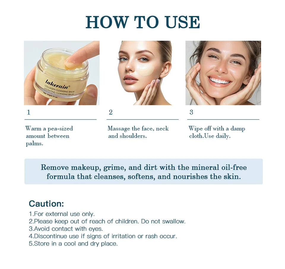 Lakerain Collagen Cleansing Balm Makeup Remover & Deep Cleanser - 14