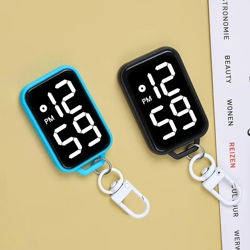LED Digital Keychain Watch Portable Electronic Pendant Clock