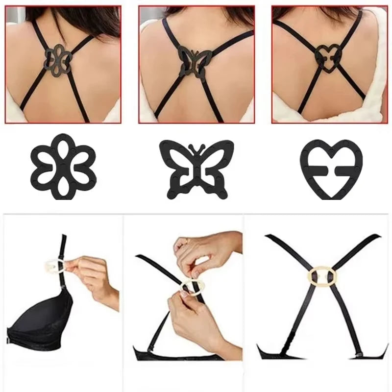 Anti-Slip Bra Strap Clips Racerback Converter and Concealer Set - 4