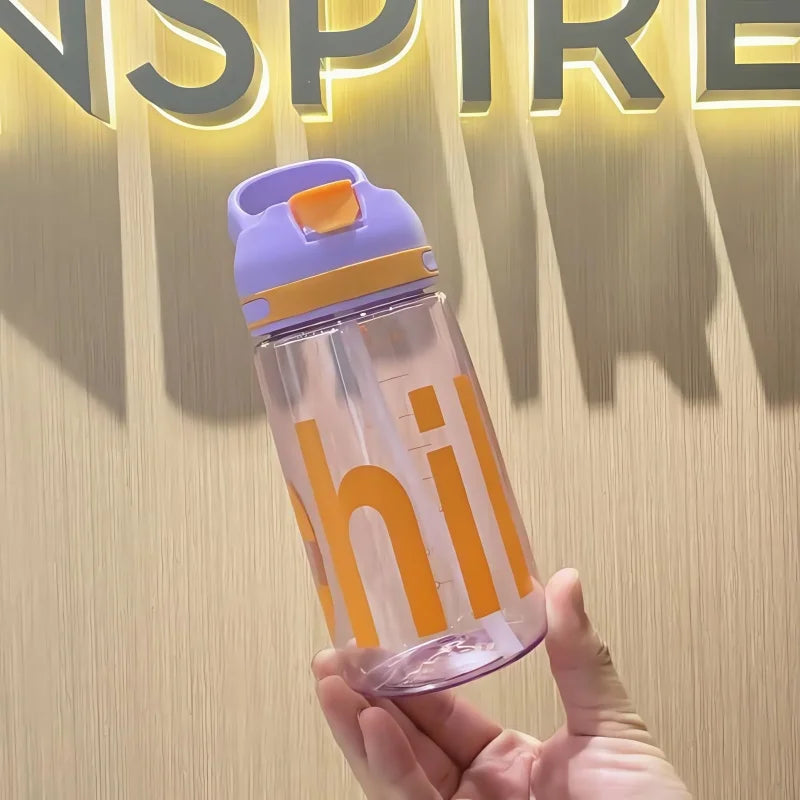 450ml Sports Water Bottle Leak Proof Portable Straw Drinking Cup - 12
