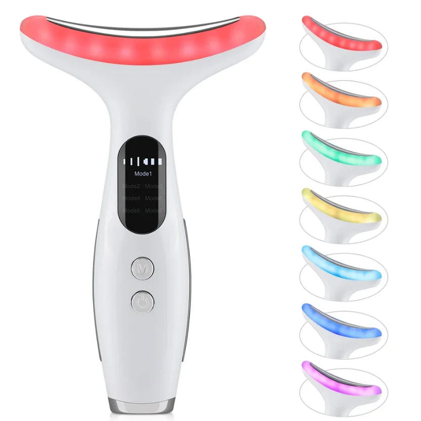 7 Colors LED Neck Beauty Device Microcurrent Face Massager Skin Tool - 1