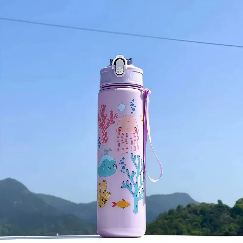 750ml Dinosaur Kids Water Bottle Leakproof Sippy Cup with Straw - 18
