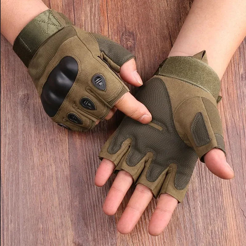 Tactical Hard Knuckle Gloves Half Finger Combat Shooting Airsoft Gear - 1