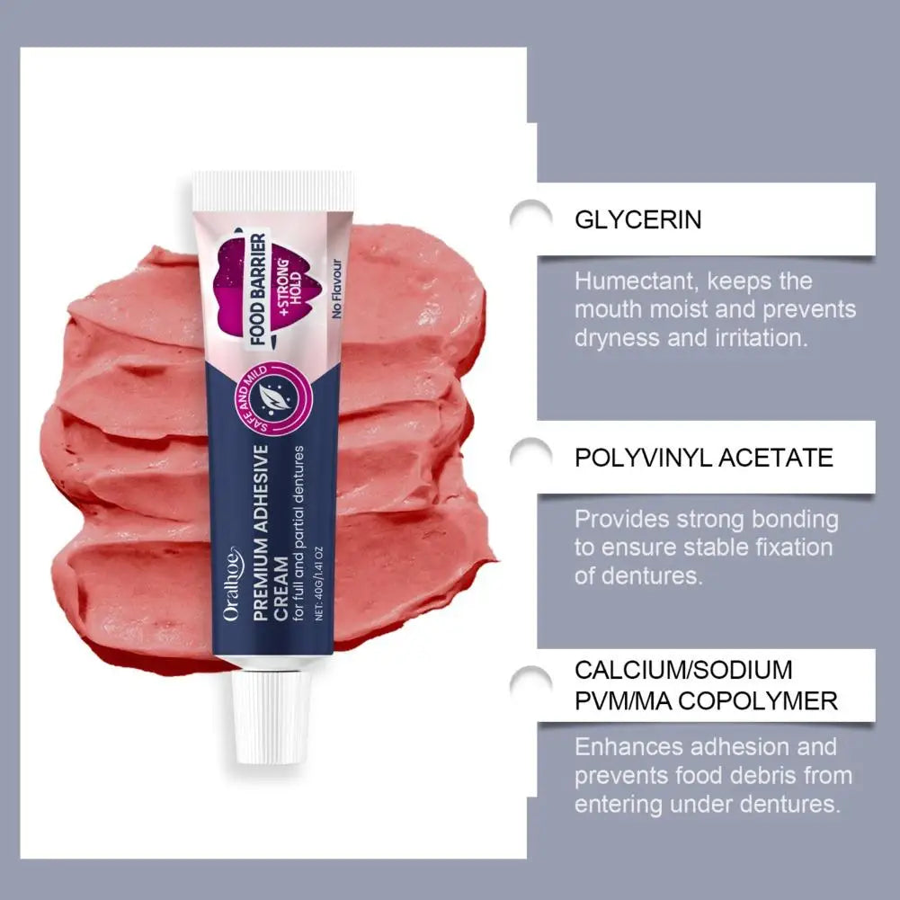 Denture Adhesive Cream Secure Fix Glue for Full Partial Dentures - 4