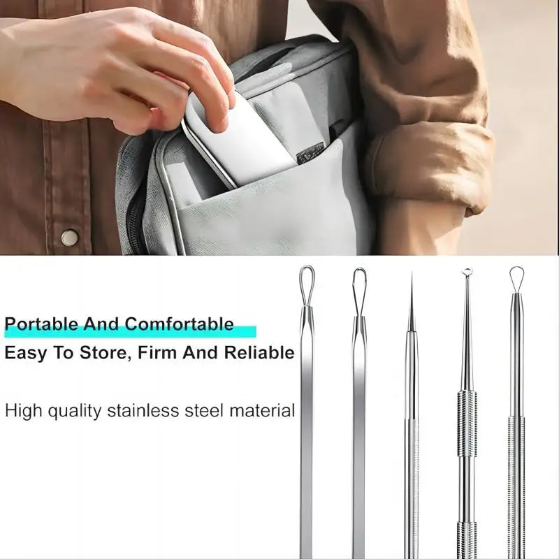 Stainless Steel Blackhead Remover Tool Kit Pimple Extractor - 6