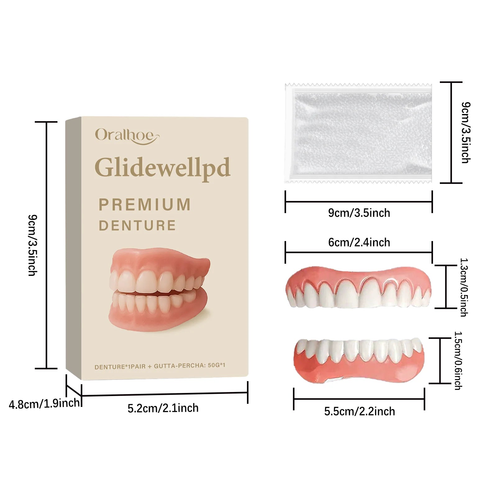 Silicone False Teeth Dentures Flexible Cosmetic Denture Reliner Kit - 6