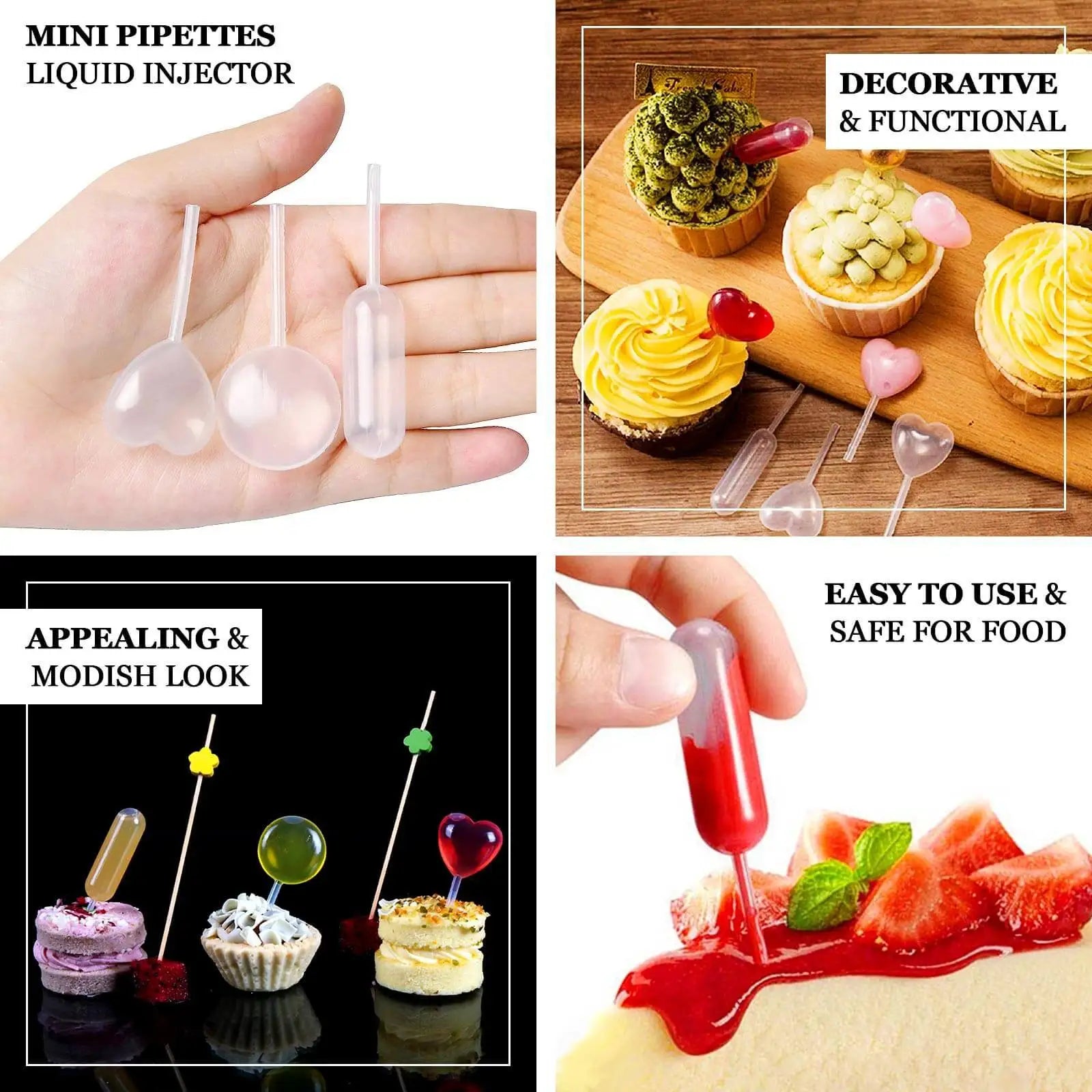 YOCITY Transfer Pipettes for Cupcakes Liquid Jam Squeeze Droppers - 4