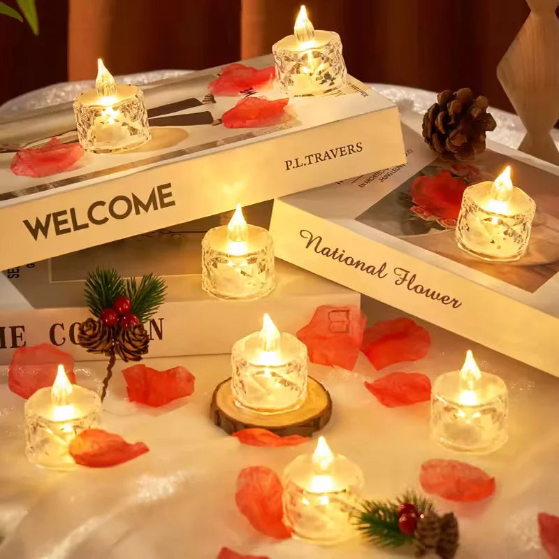 Flameless LED Crystal Tea Light Candles Flickering Electric Night Lamps - 2