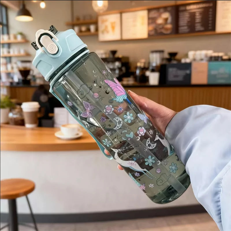 750ml Cartoon Water Bottle Portable Leak Proof Sport Straw Cup - 14