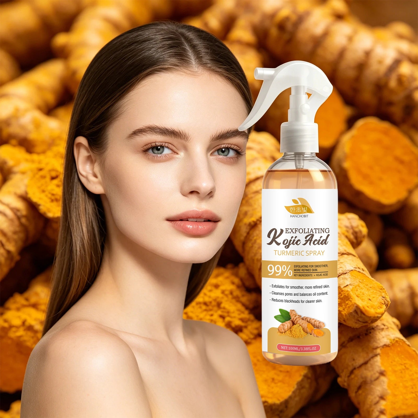Kojic Acid Turmeric Exfoliating Spray Brightening Facial Mist - 3