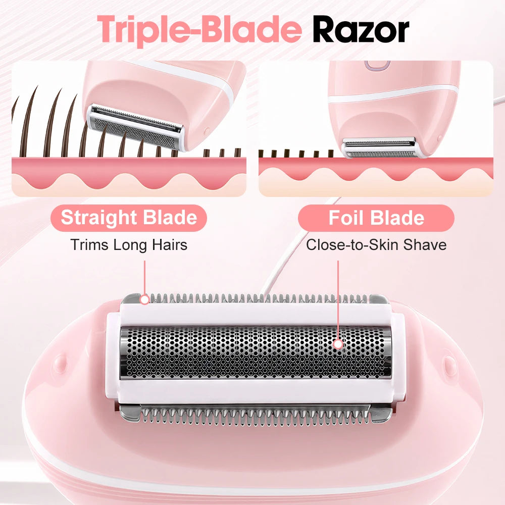Womens 3 in 1 Electric Shaver Mini Washable Razor Hair Removal Trimmer