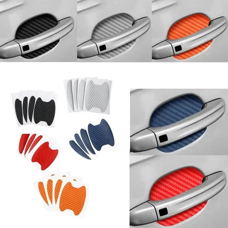 4PCS Car Door Handle Sticker Anti-Scratch Carbon Fiber Protector Film - 2