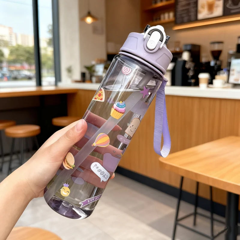 Transparent Cartoon Water Bottle Large Capacity Sports Fitness Cup - 13